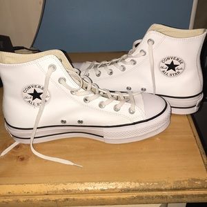 Converse white high top platform